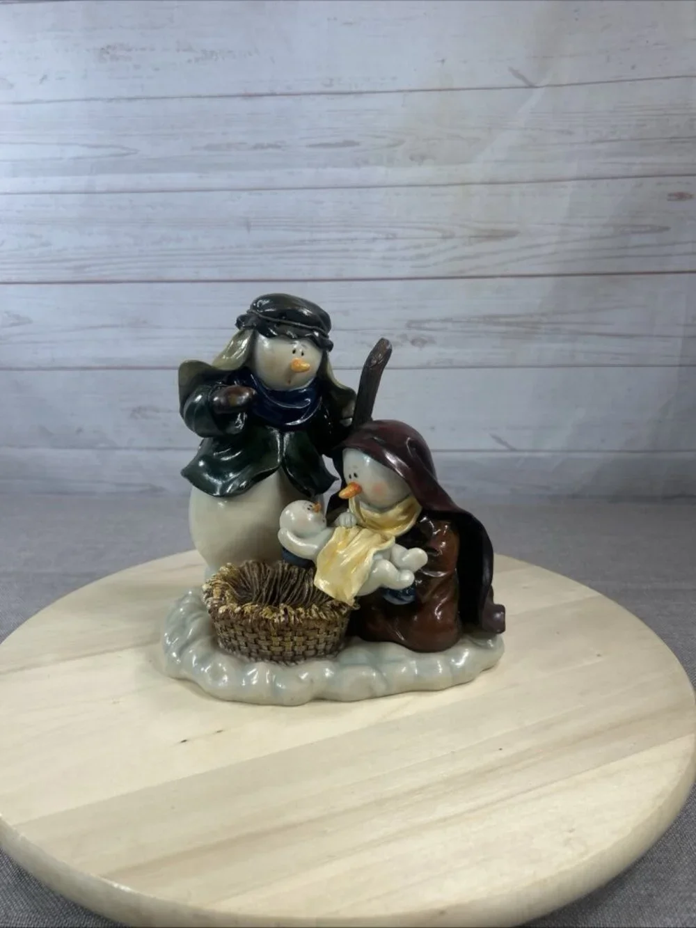 Vintage Snowman Resin Figurine Nativity Scene Winter Christmas Decor 7” X 7”